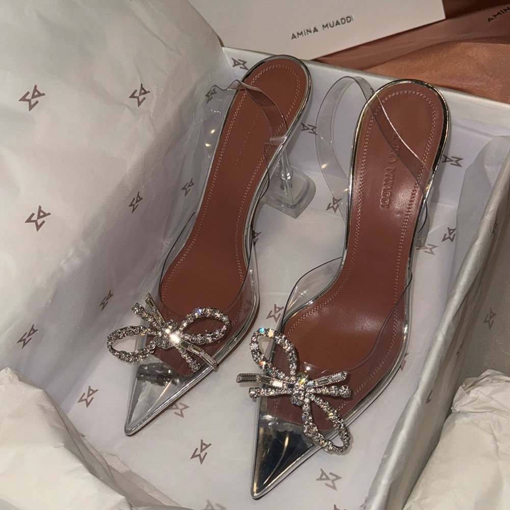 AMINA MUADDI BOW glass pumps